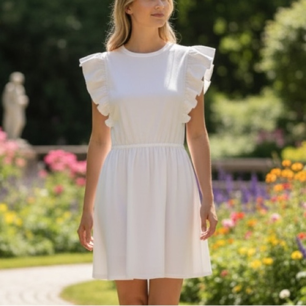 En Saison White Ruffle Dress